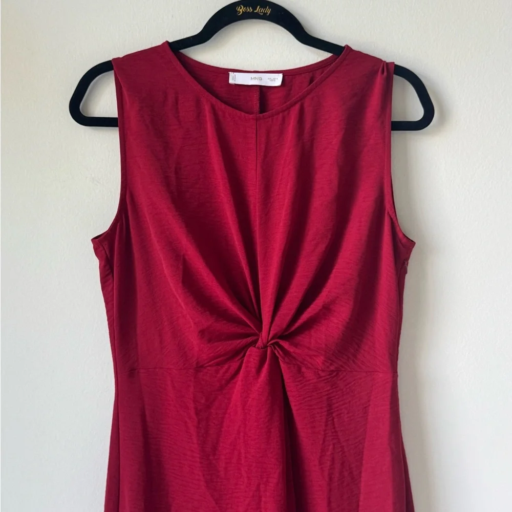 Mango Size 6 Elegant Figure Flattering Midi Burgundy Wine Maroon Tank Dress